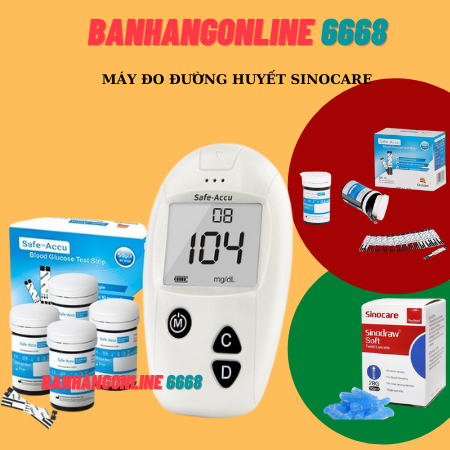 Máy đo đường huyết safe- accu sinocare tặng 25 que + 25 kim lấy máu
