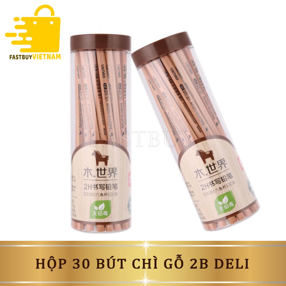 Hộp Bút Chì 2B Deli 30 Chiếc , Hộp 30 Bút Chì Gỗ 2B DELI Loại Xịn Hàng  Chuẩn Dành Cho Các Bé