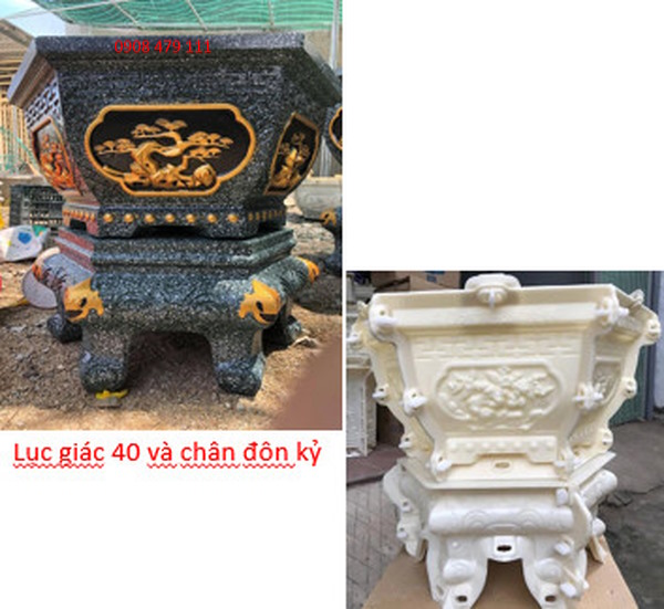 Khuôn chậu cảnh Lục giác 40 ABS và chân đôn kỷ