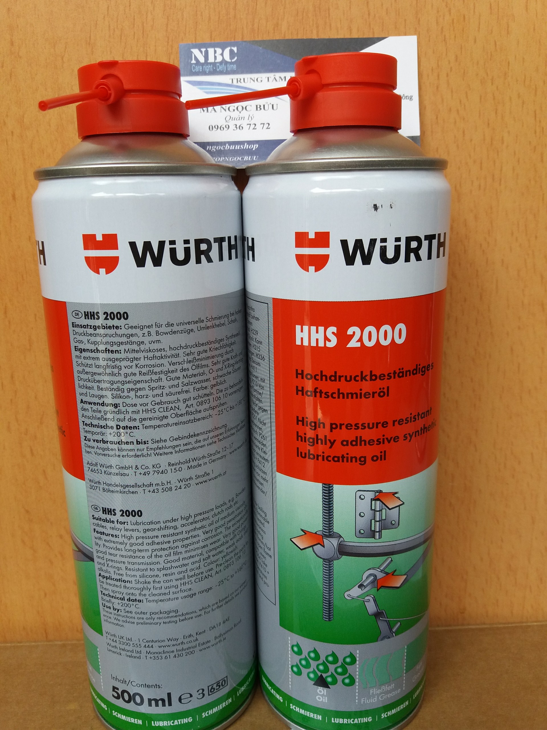 [HCM]Mỡ bò nước dạng xịt bôi trơn chịu nhiệt Wurth HHS 2000 500ml