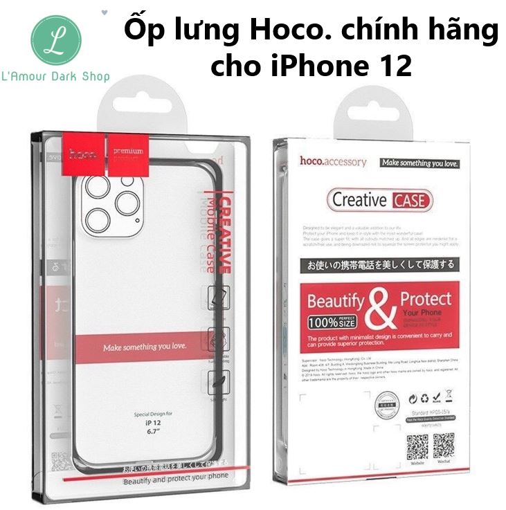 Ốp lưng silicon Hoco chính hãng trong suốt cho iPhone 12