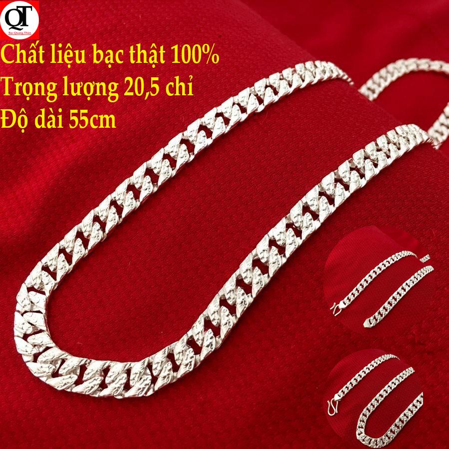 Vòng cổ nam Bạc Quang Thản - Dây chuyền nam mắt đơn đúc chất liệu bạc thật 100% kiểu dây dạng tròn trọng lượng 20,5 chỉ độ dài 55-57cm - QTDCNA48(BẠC)