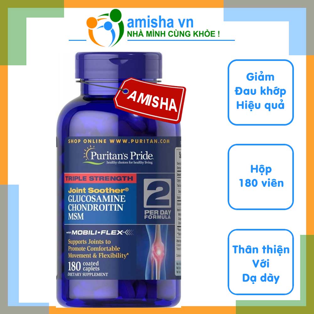 Glucosamine Triple Strength Chondroitin MSM Bổ Xương-Khớp Hộp 180 Viên
