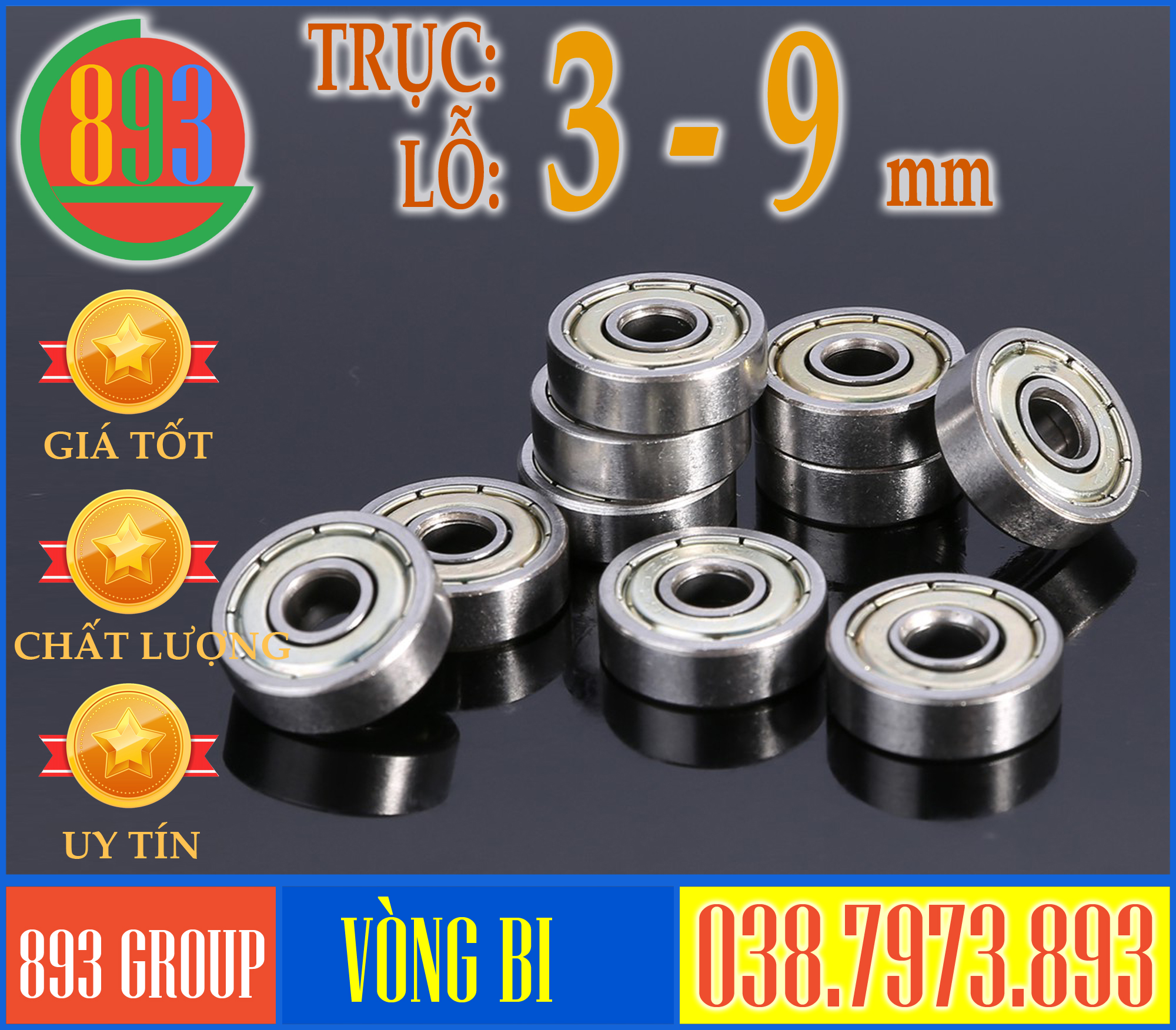 Set 10 Vòng bi,trục 3-9mm bạc đạn 607 608 623 624 625 626 698 dùng thay thế máy cầm tay, ổ trục, ván trượt, bánh xe...
