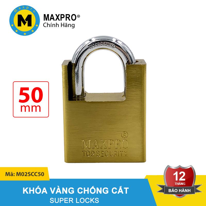 Ổ khóa chống cắt, ổ khóa cửa chìa sắt maxpro vàng đồng 50mm - m02scc50