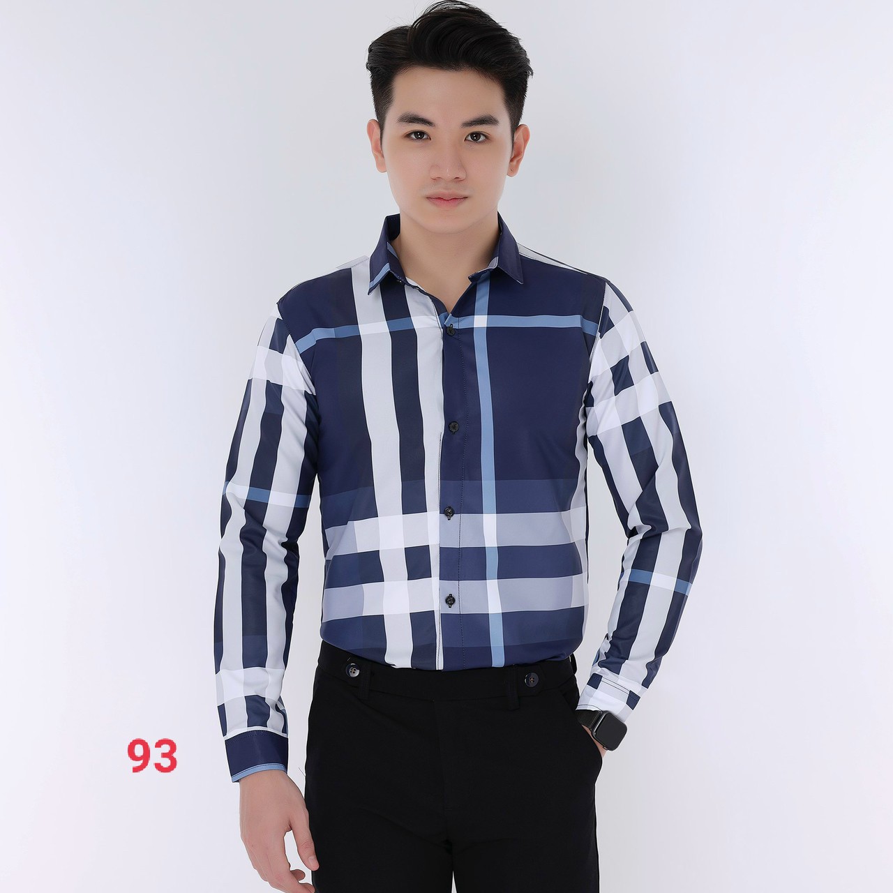 Áo sơ mi nam, áo sơ mi dài tay cao cấp, áo sơ mi kẻ sọc caro vải lụa thoáng mát phong cách thời trang tcs