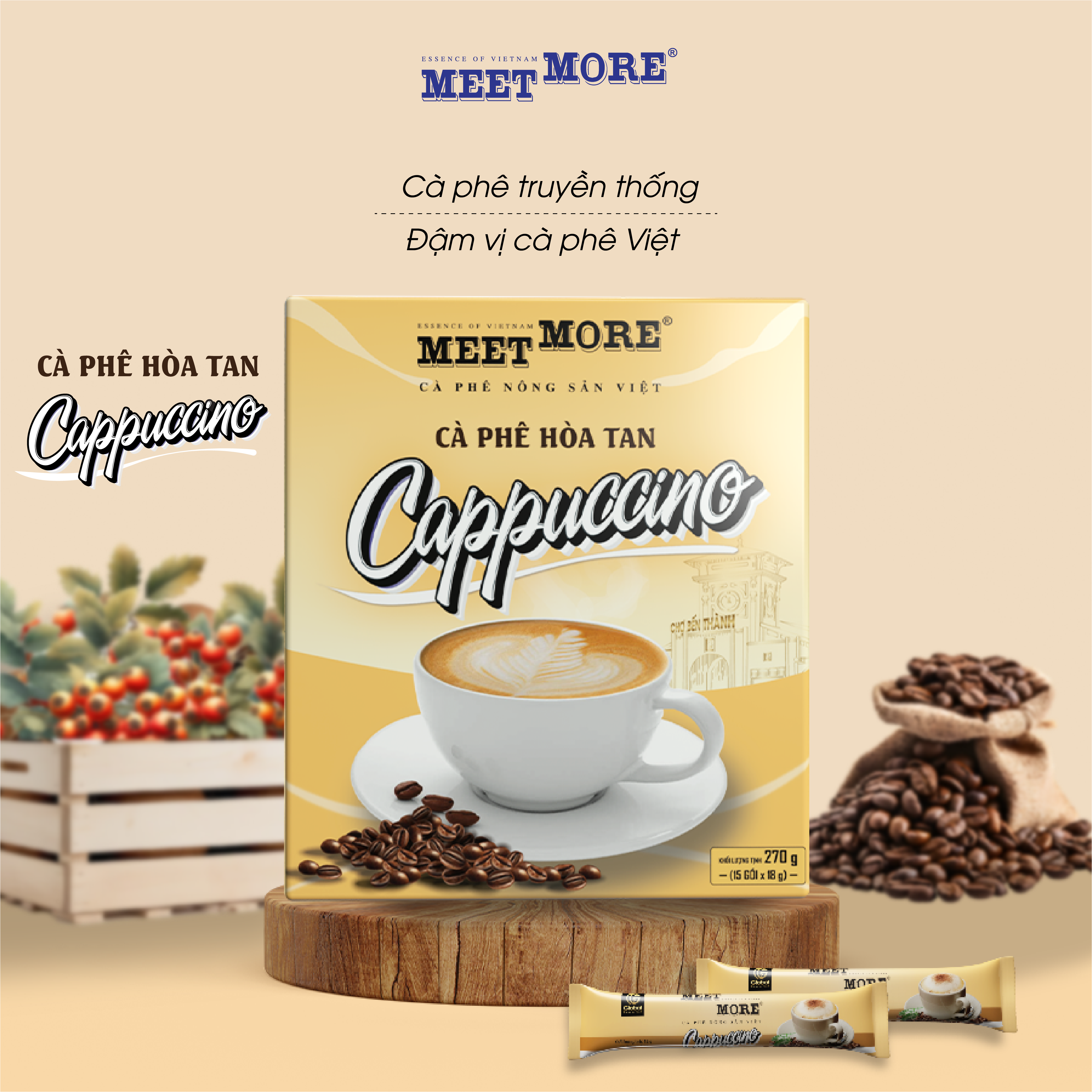 Hộp cà phê hòa tan Capuccino Meet More