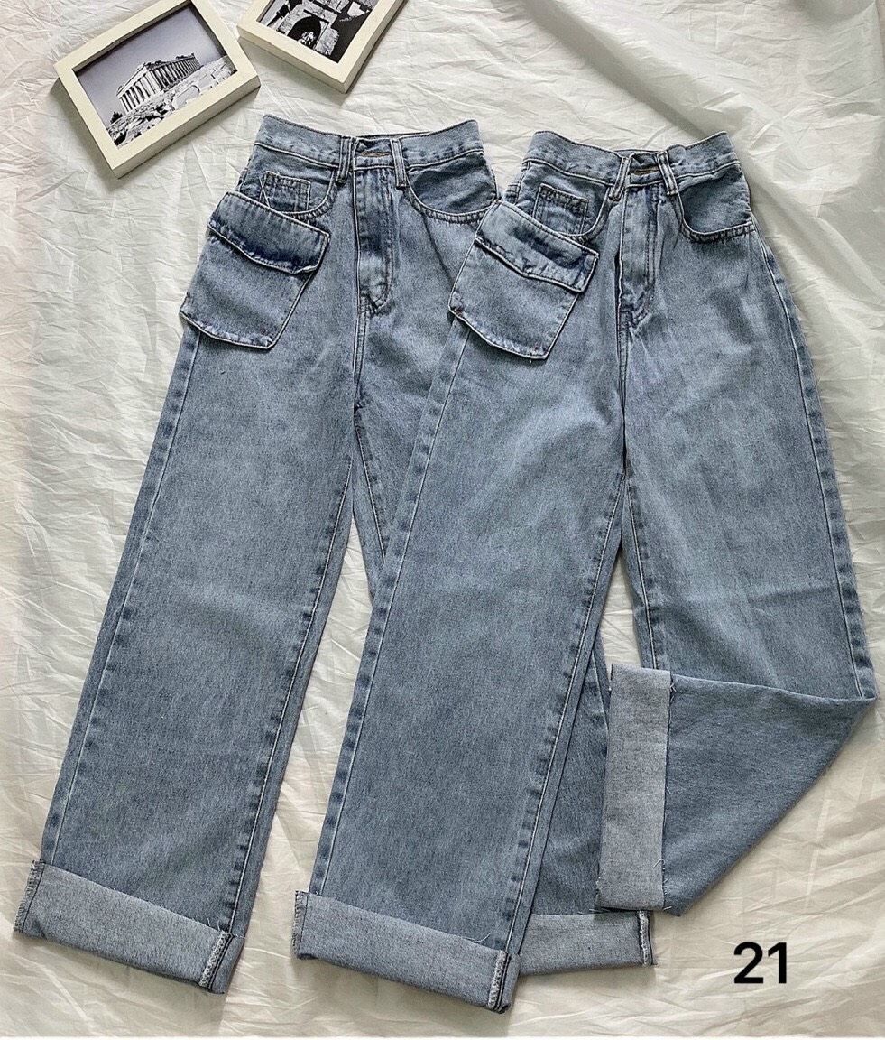 [HCM]Quần Baggy Jean Ống Rộng Túi Hộp Siêu ChấtLưng Siêu Cao Nhé Khách-JT