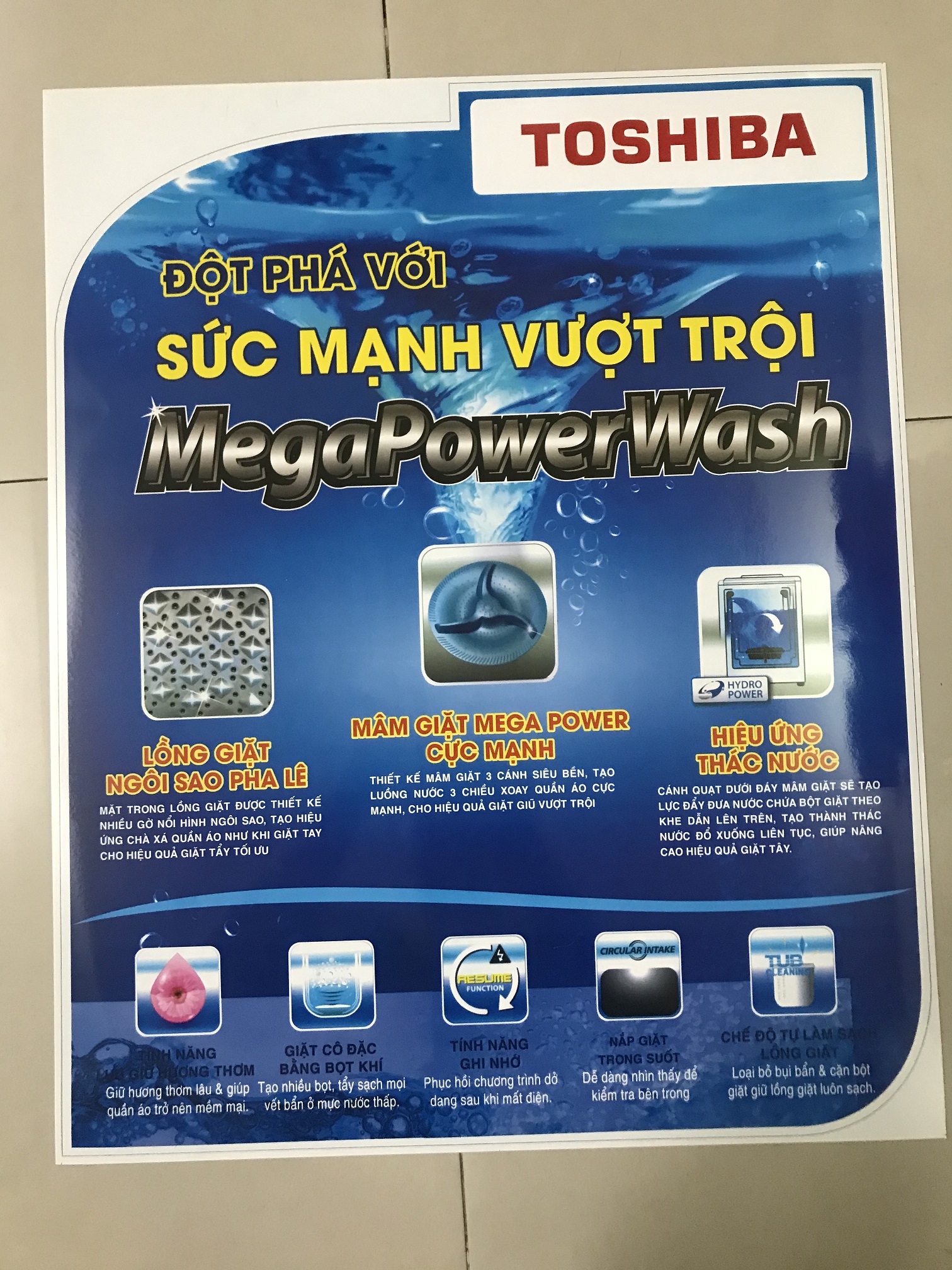 Miếng dán máy giặt Toshiba - Tem dán máy giặt Toshiba