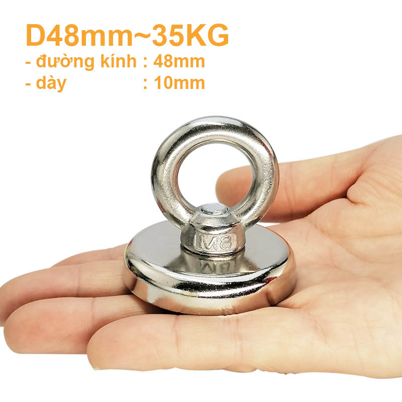 Nam châm cứu hộ d48mm HÚT 35KG LOẠI NAM CHÂM SIÊU MẠNH