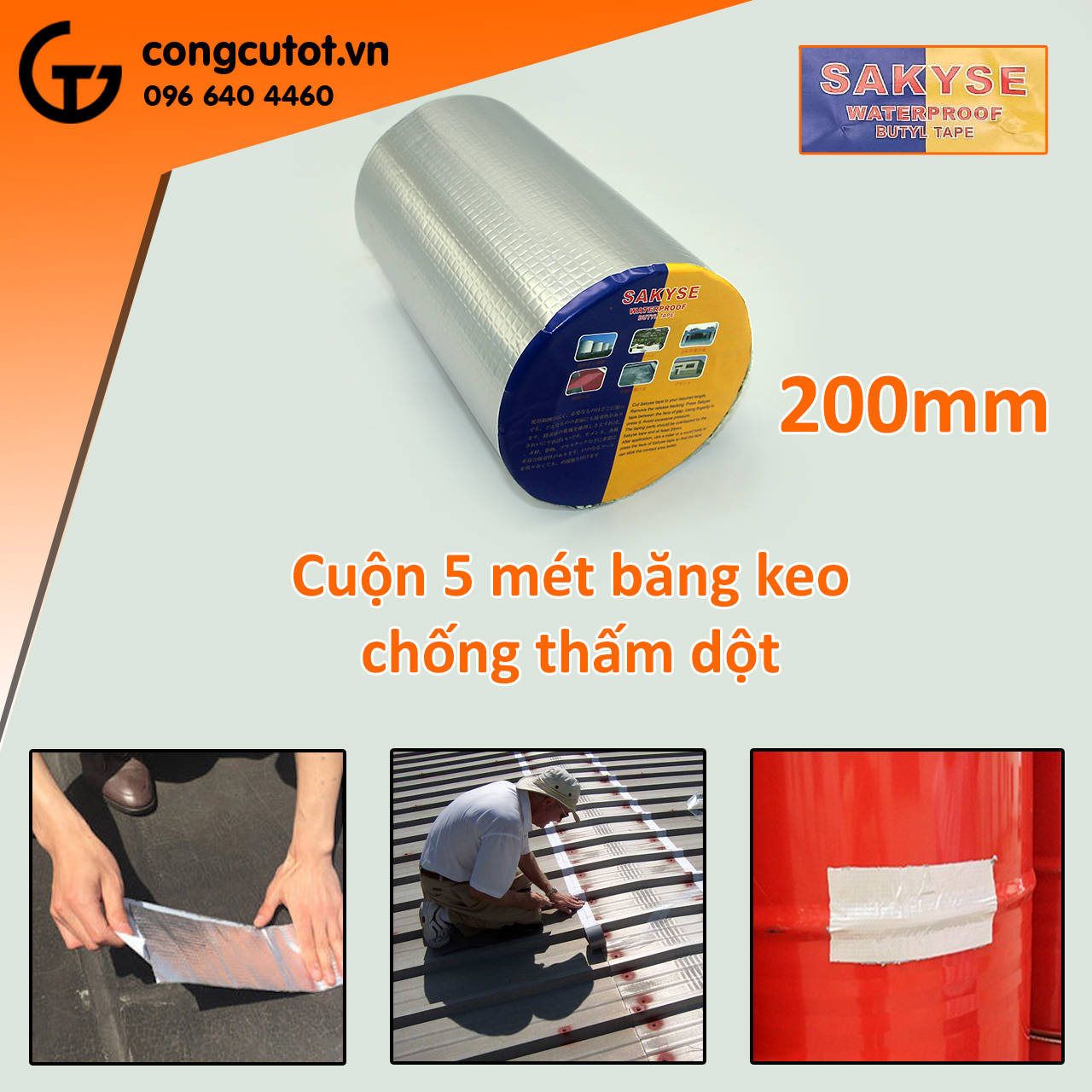Băng keo siêu dính đa năng - Keo chống dột, chống thấm Nhật Bản SAKYSE size tùy chọn - Cấu tạo 4 lớp dày dặn. Thiết kế màng nhôm ô vuông, dễ dàng gấp, uốn. Độ dính cao sản phẩm chất lượng