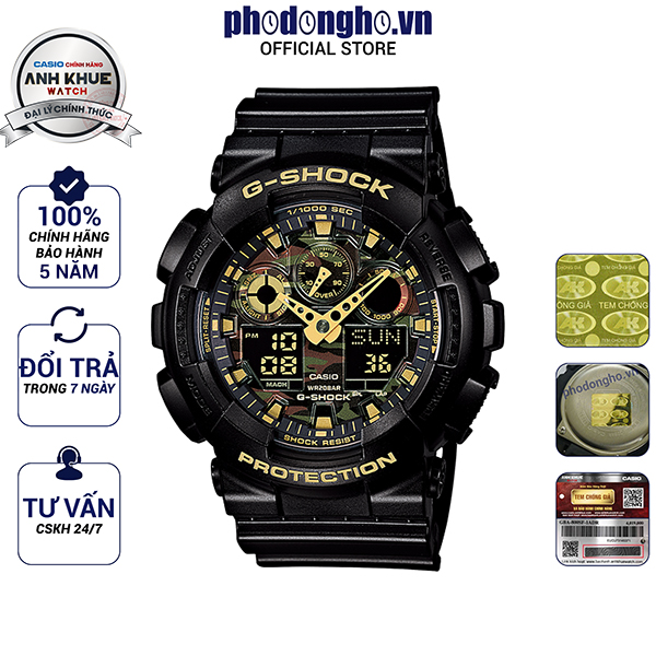 Đồng hồ nam dây nhựa g-shock chính hãng casio anh khuê ga-100cf-1a9dr