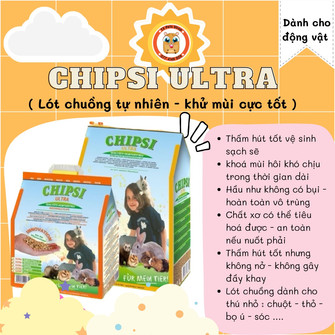 Bắp chipsi Ultra 20L dành cho sóc/hamster/nhím/thỏ/bọ/dumbo/rat