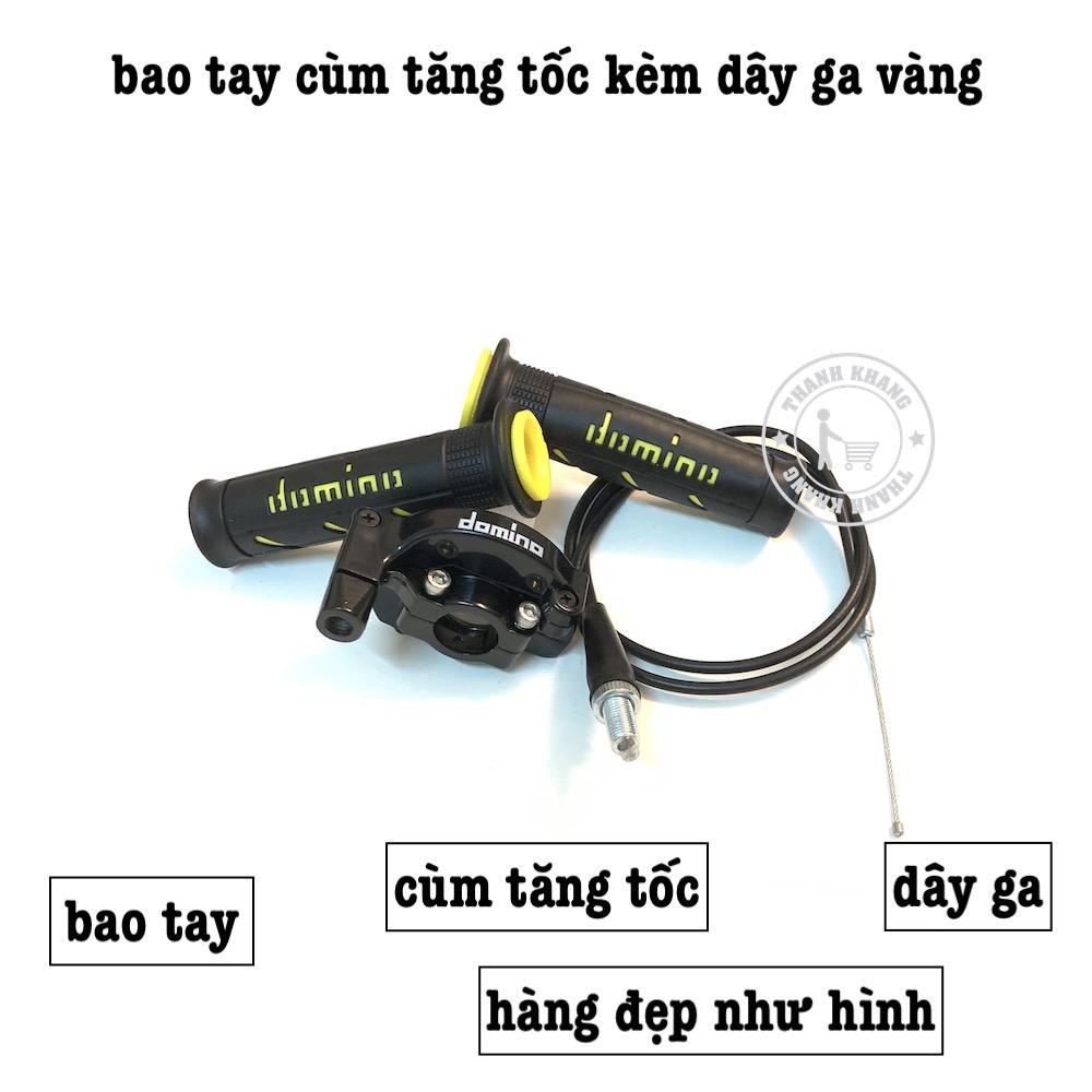 Bao tay xe máy domino màu vàng cùm tăng tốc kèm dây ga thanh khang 006001609