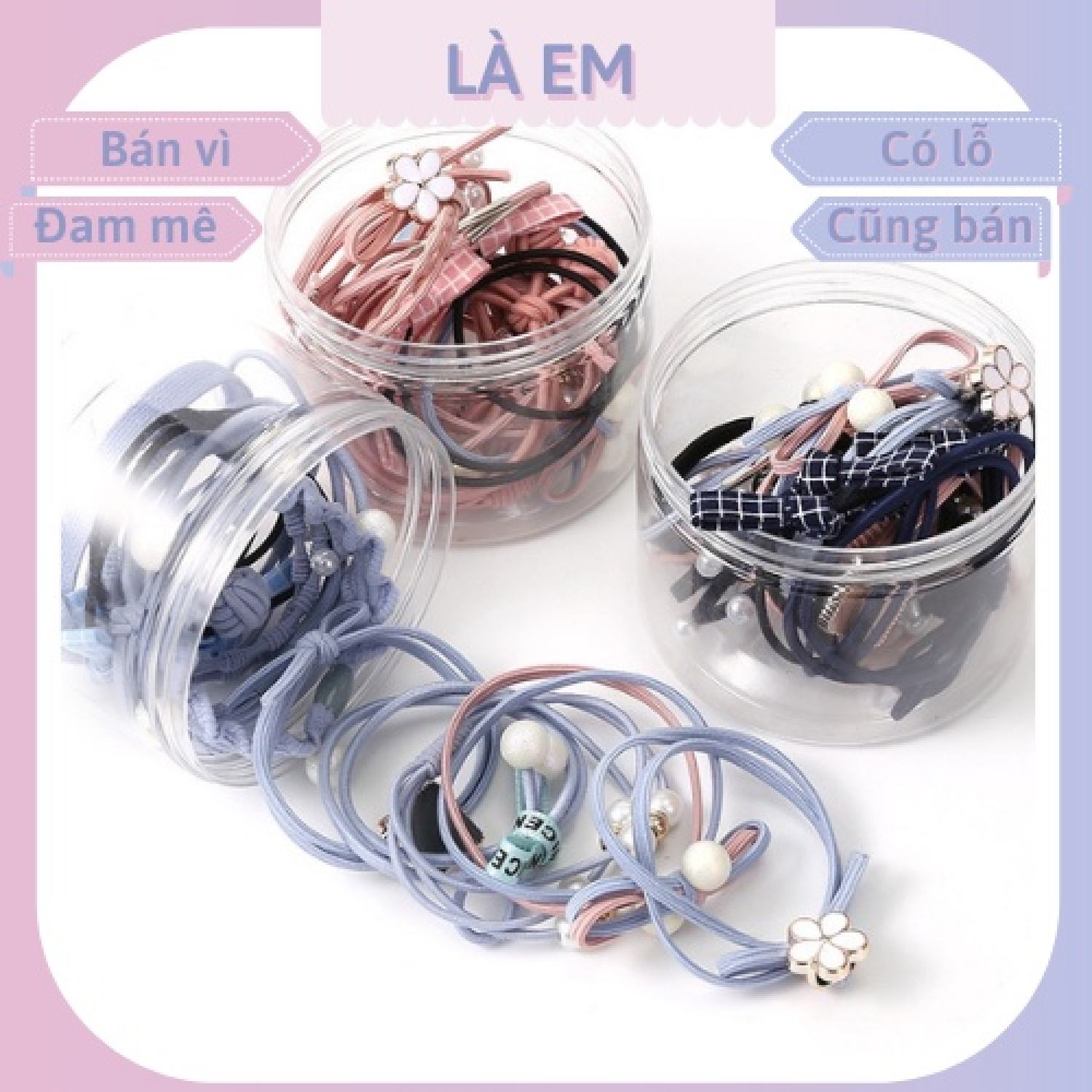 Set dây cột tóc 12 dây buộc tóc xinh xắn, đáng yêu hàn quốc