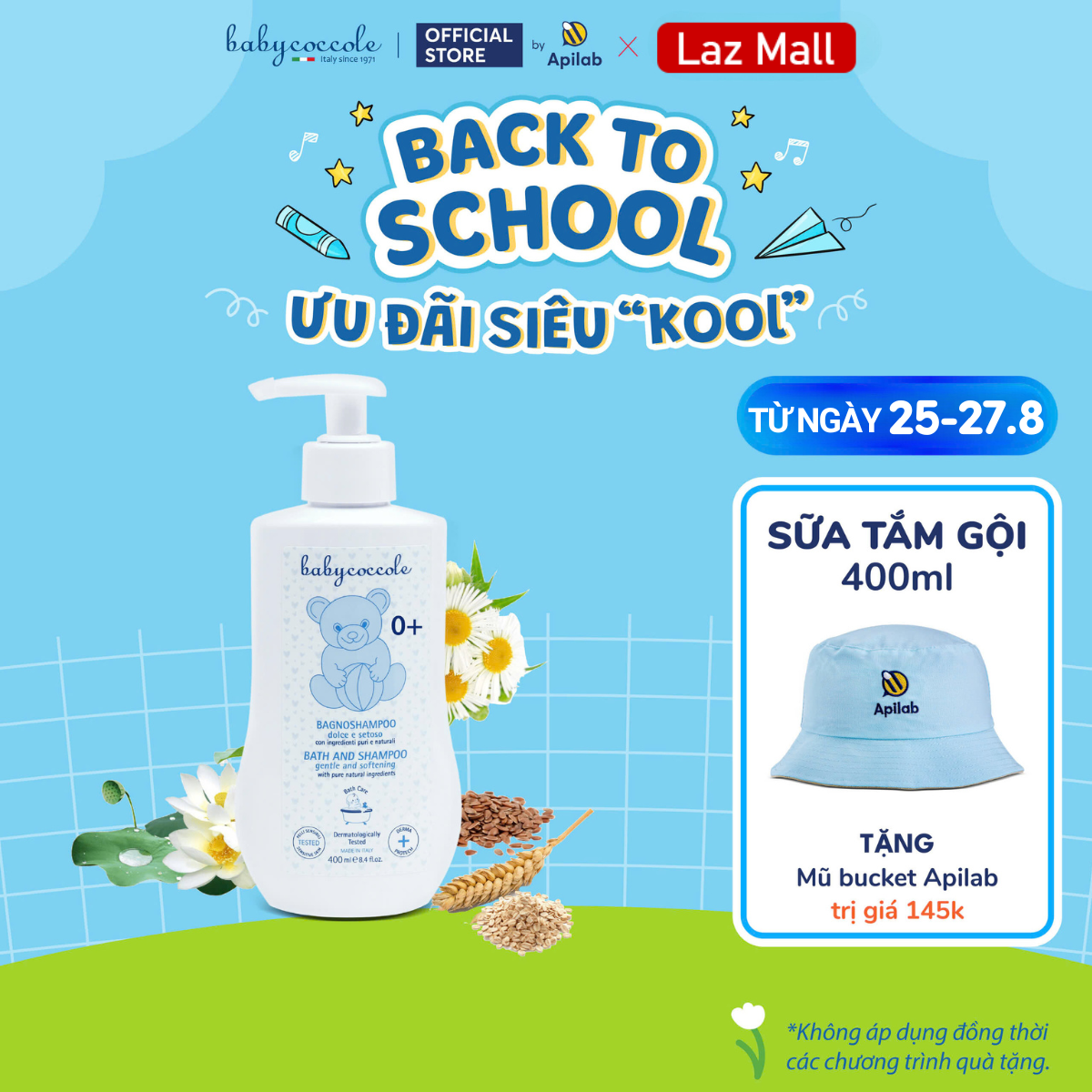 Sữa tắm gội cho bé Babycoccole 0M+ an toàn cho trẻ sơ sinh & em bé chiết xuất hoa sen 250ml/400ml