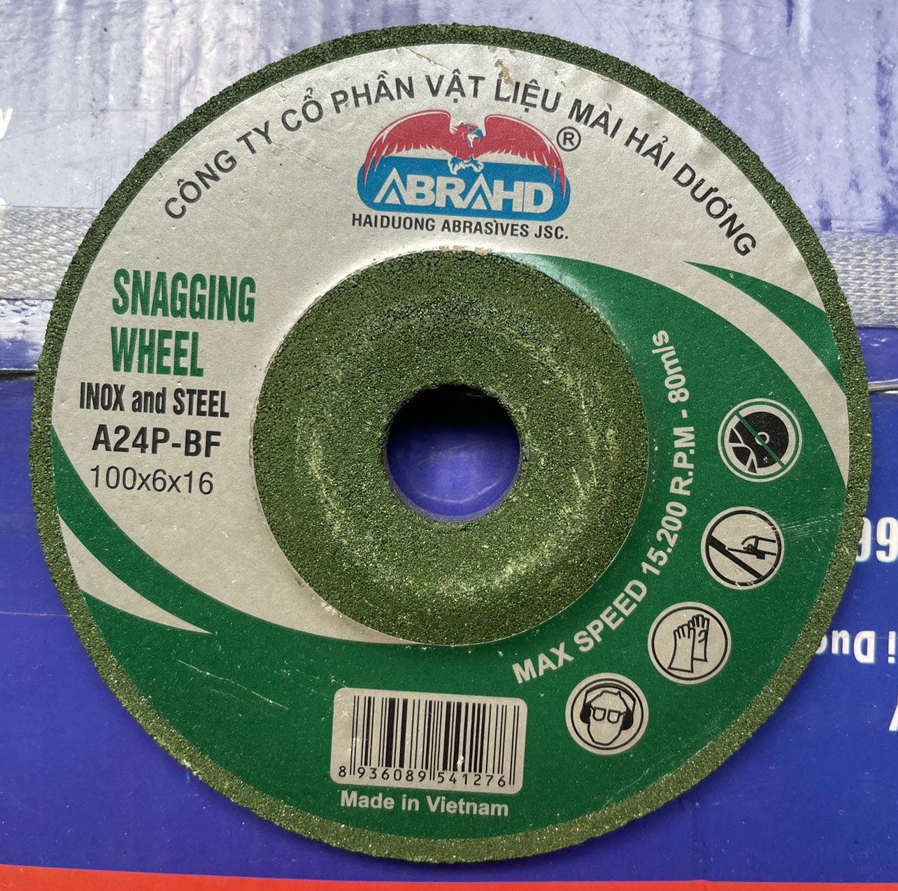 Hộp 25 viên đá mài bavia xanh 1 tấc 100x6.0x16mm vật liệu hải dương
