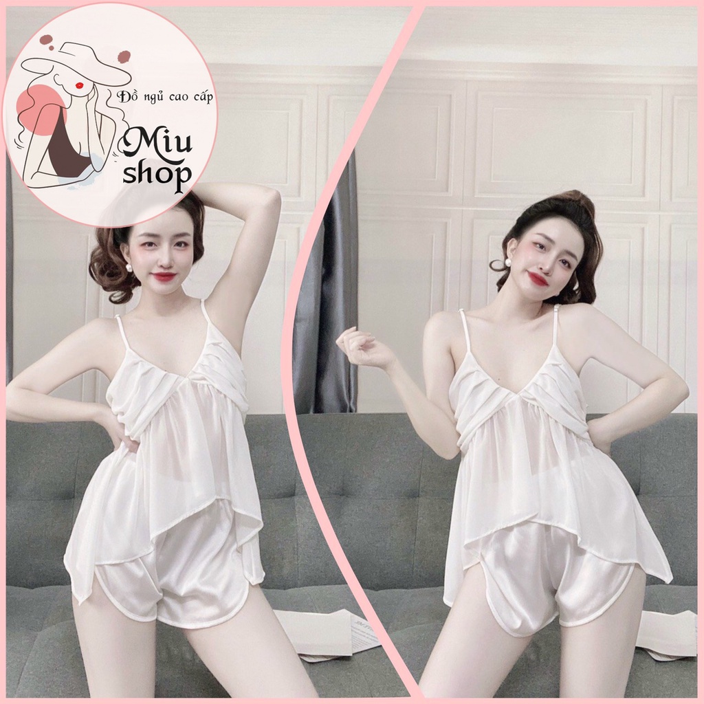 👉👉 Sét Hot👉👉 Sét đồ ngủ voan chifon siêu dễ thương sét 👉👉đồ bộ mặc nhà xinh xinh sexy free size 58kg
