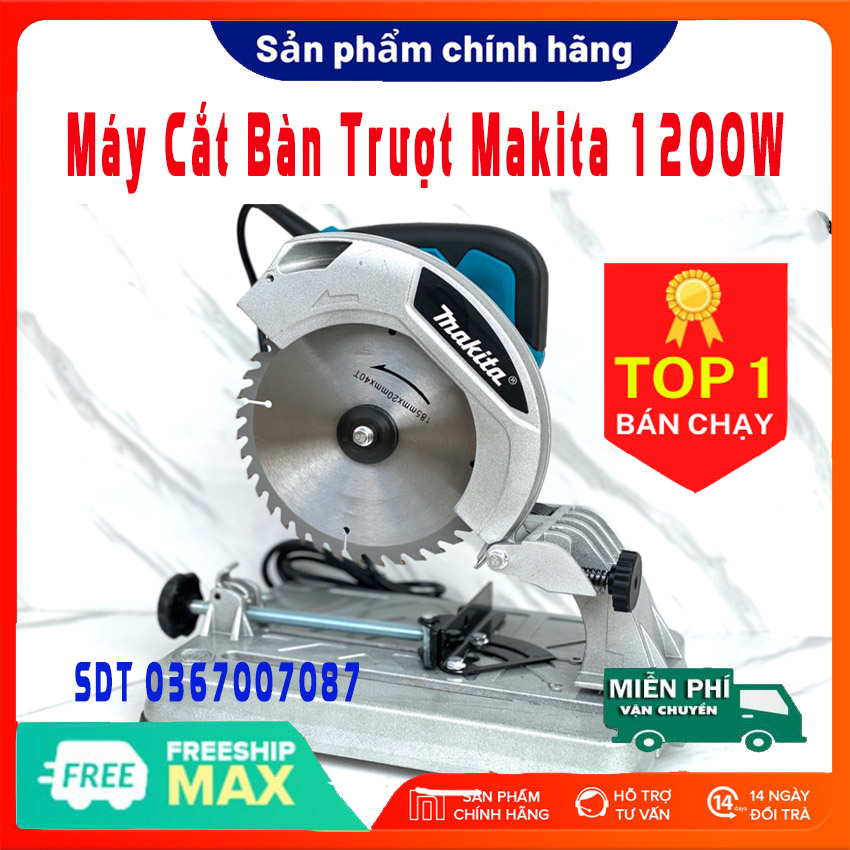 Máy cắt sắt bàn Makita 185mm, công suất 1200w - Máy cắt sắt mini 185mm, máy cắt bàn Makita nhỏ gọn, sử dụng đá cắt 185mm - Bảo hành 12 tháng