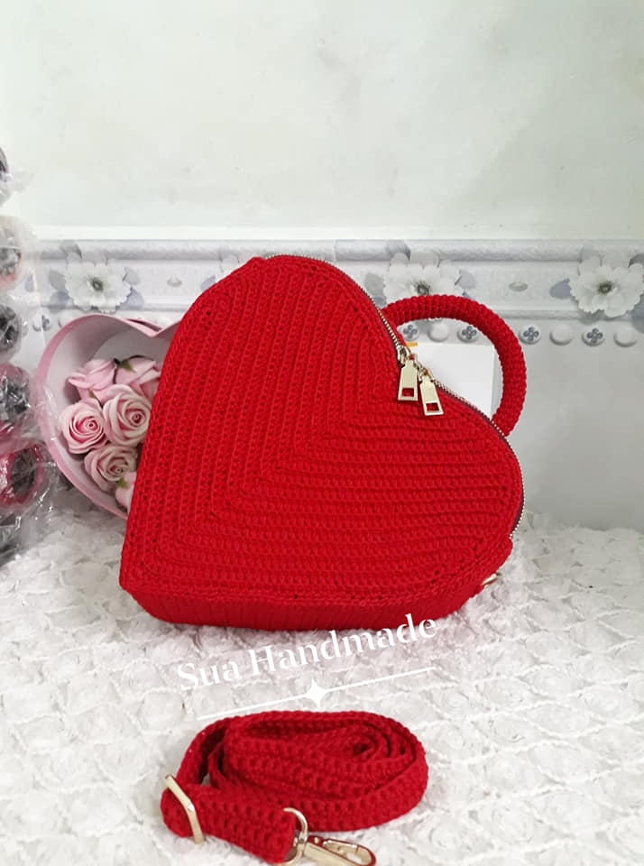 Túi 3 trong 1 hàng handmade hình trái tim