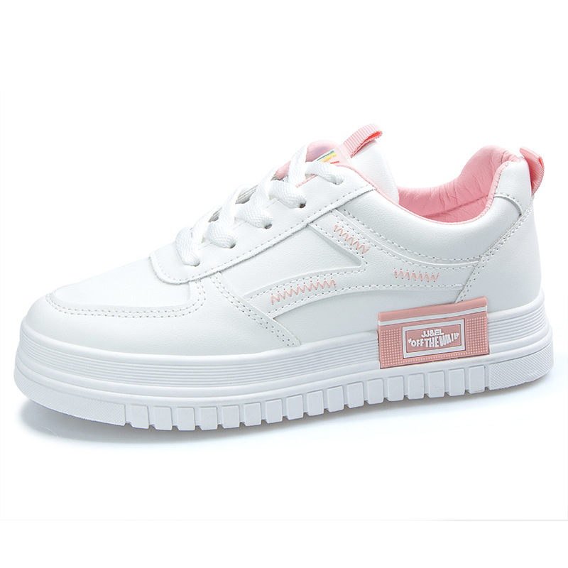 Giày thể thao nữ màu trắng hồng lót trong da PU ôm chân thoải mái giày thể thao nữ M10.1.6 Topten Shop