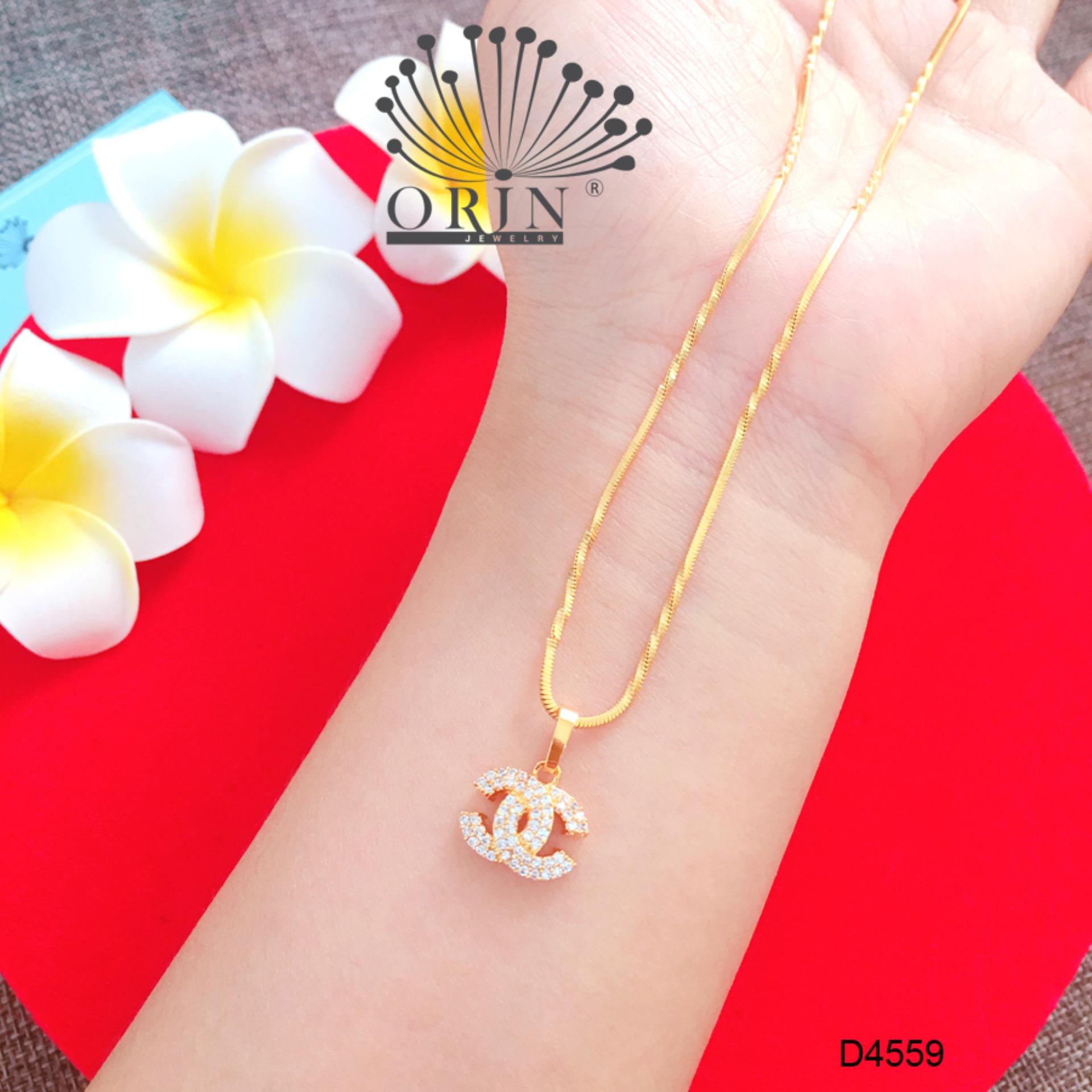 Dây chuyền nữ dạng dây mì xoắn mặt chữ x nhỏ bền màu đính đá thiết kế cao cấp Orin D4559 - Long Tien