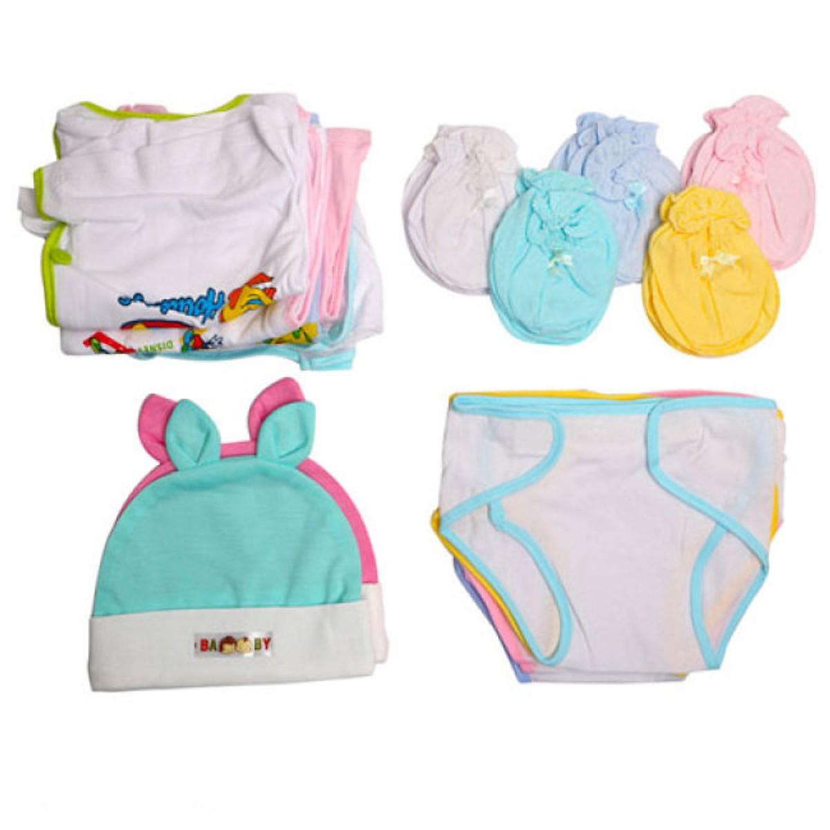 Món Đồ Dùng Cho Trẻ Dưới 4 Ký 5 áo tay dài 2 nón 5 tã 5 đôi bao tay 5 đôi bao chân dành cho trẻ sơ sinh