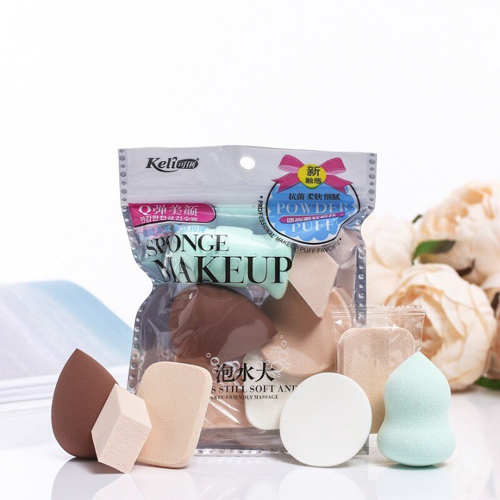 Set 6 mút trang điểm bọt biển nhiêu màu sắc