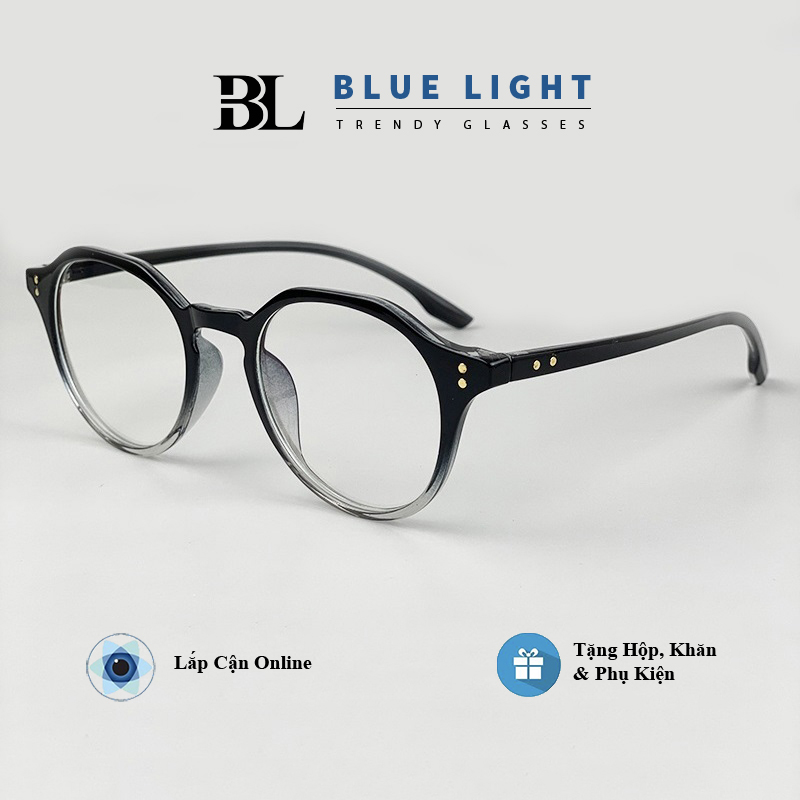 Kính Giả Cận Gọng Kính Cận Nam Nữ Gọng Nhựa Dẻo Mắt Vuông Tròn Đen Phai Không Độ Hàn Quốc - BLUE LIGHT SHOP