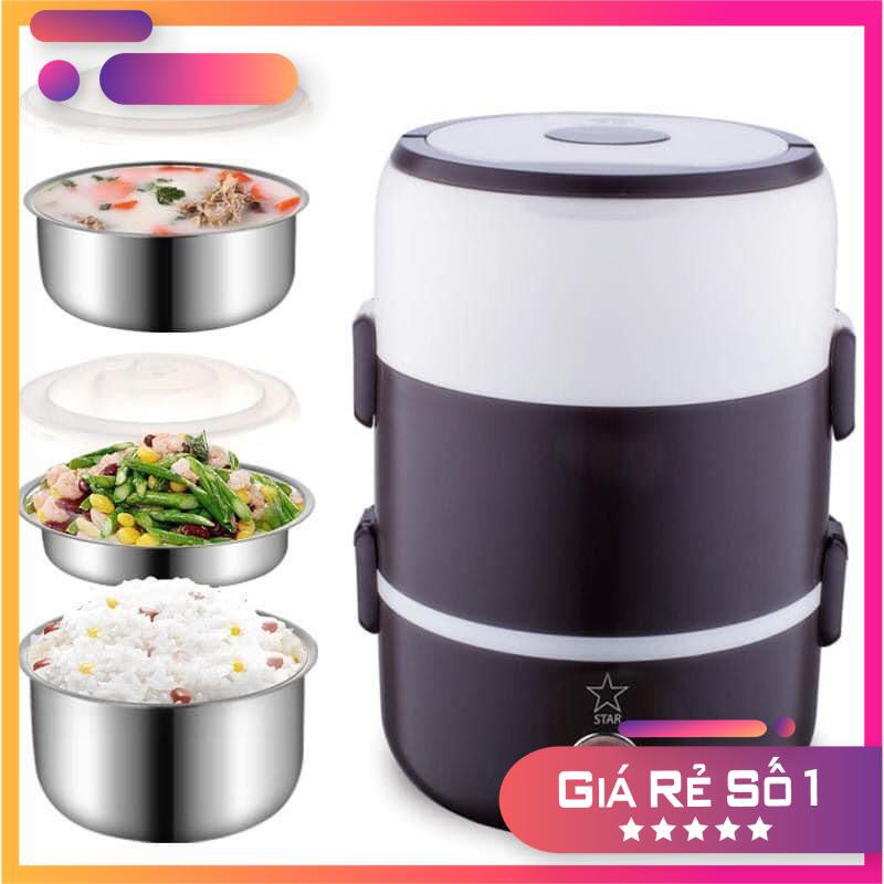 [BẢO HÀNH 1 ĐỔI 1] Cạp lồng cơm giữ nhiệt có cắm điện hâm nóng đồ ăn ruột inox cao cấp, cà men nấu cơm và hâm nóng lồng inox 3 ngăn/ 4 ngăn, cap long com giu nhiet, ca men nau com va ham nong long inox