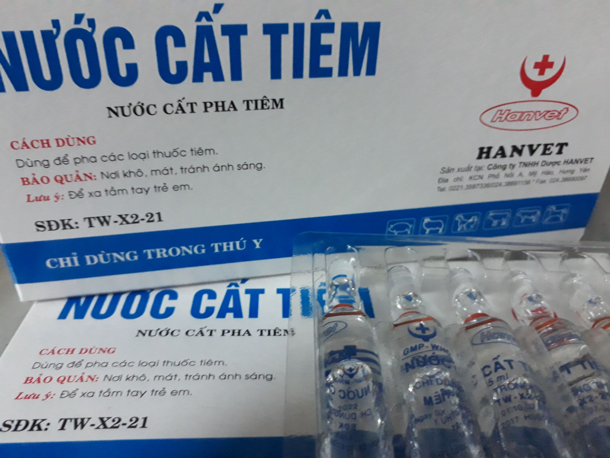 nước cất dùng pha tiêm thú 20 ống5cc