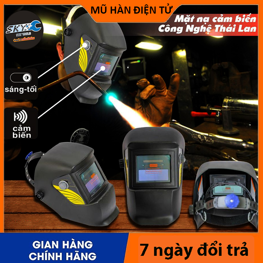 Mũ hàn điện tử chính hãng, mũ hàn điện tử giá rẻ uy tín , mặt nạ hàn dùng năng lượng mặt trời, điều chỉnh độ sáng tối