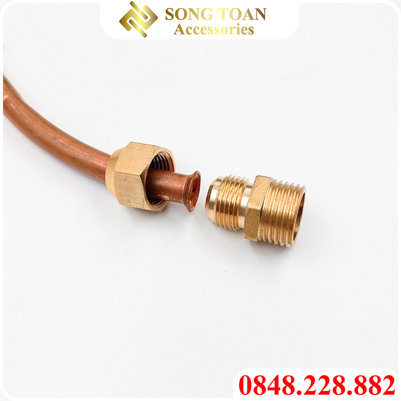Bộ đầu nối côn lồi hàn ống đồng NPT cho điện lạnh khí nén (Brass Flare Male Connector) - Rắc co thẳng NPT
