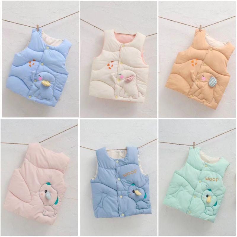 Áo phao gile voi,nhím,chó siêu nhẹ cổ tròn quảng châu cho bé 8-25kg