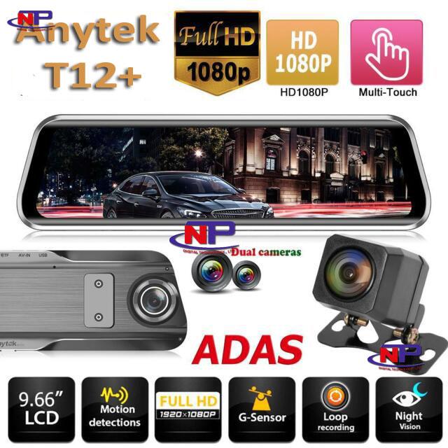 Camera hành trình Anytek T12+ Full HD IPS cảm ứng đa điểm 9.7'' cho hình ảnh toàn bộ gương