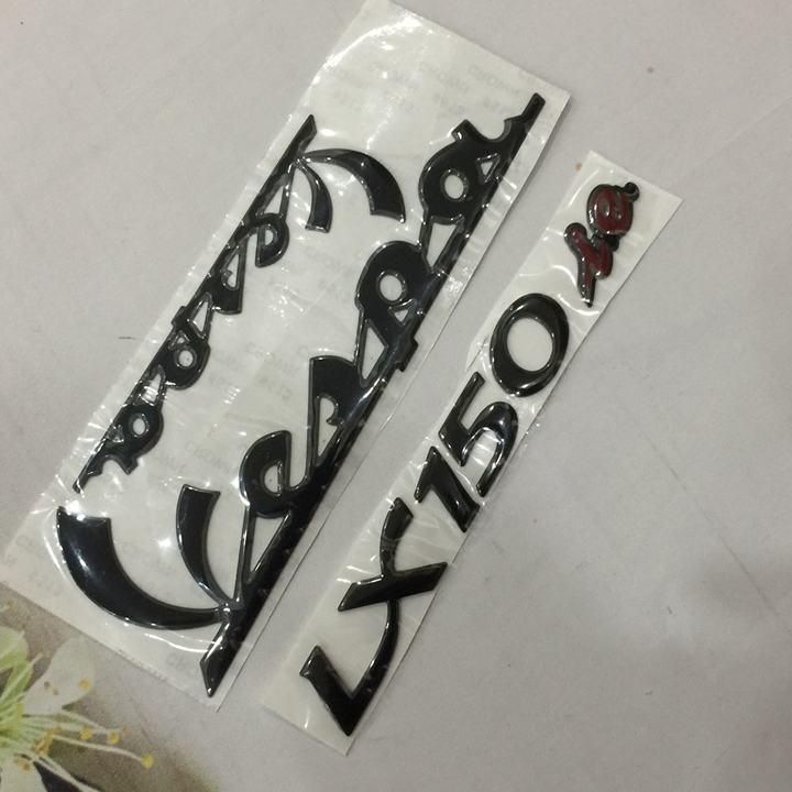 Tem dán xe VESPA LX 150 ie logo dán xe máy , decal dán xe màu VÀNG ĐEN ĐỎ, phụ tùng xe máy giá rẻ