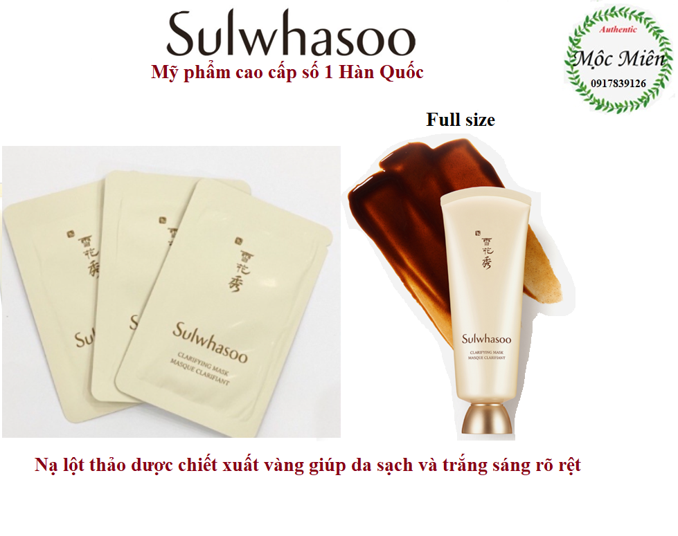 Combo gói Mặt nạ lột vàng, thảo dược Sulwhasoo Clarifying Mask Masque Clarifiant 1x3ml