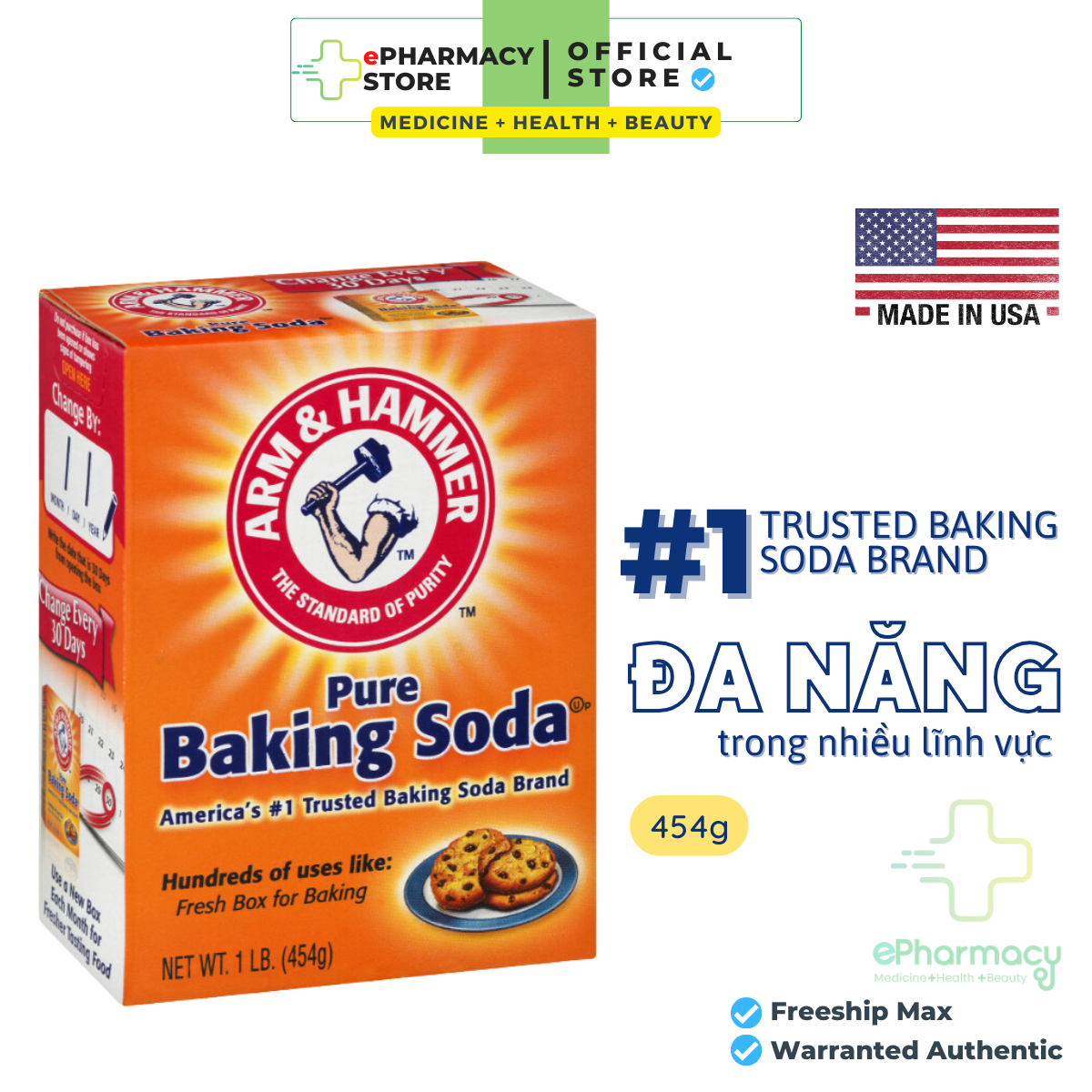 Baking Soda - Bột Baking Soda đa công dụng 454g - Nhập khẩu từ Mỹ