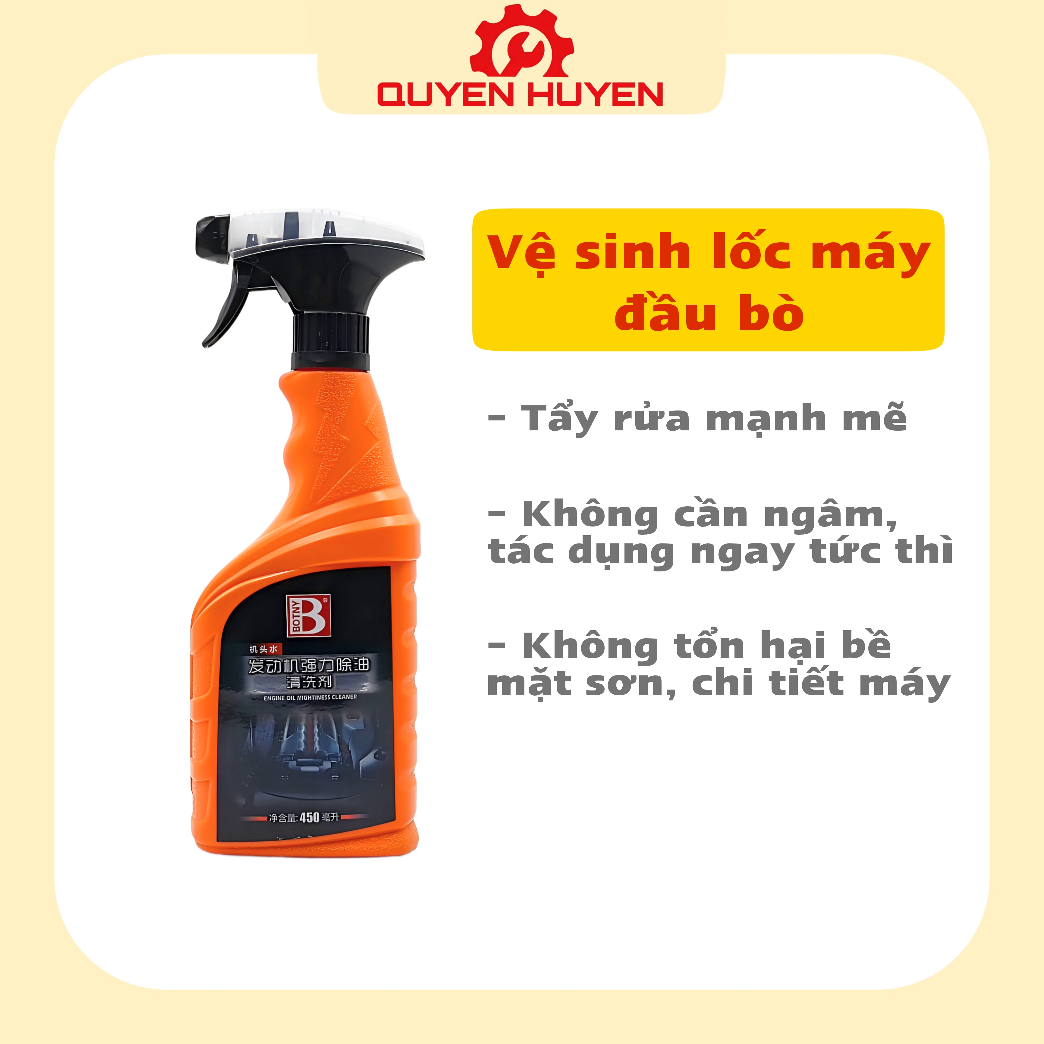 Dung dịch tẩy rửa đầu bò - Vệ sinh lốc máy BOTNY - Chai xịt vệ sinh xe máy siêu sạch