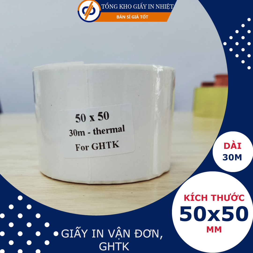 Giấy in tem 50x50mm - dp18- decal nhiệt in đơn hàng ghtk