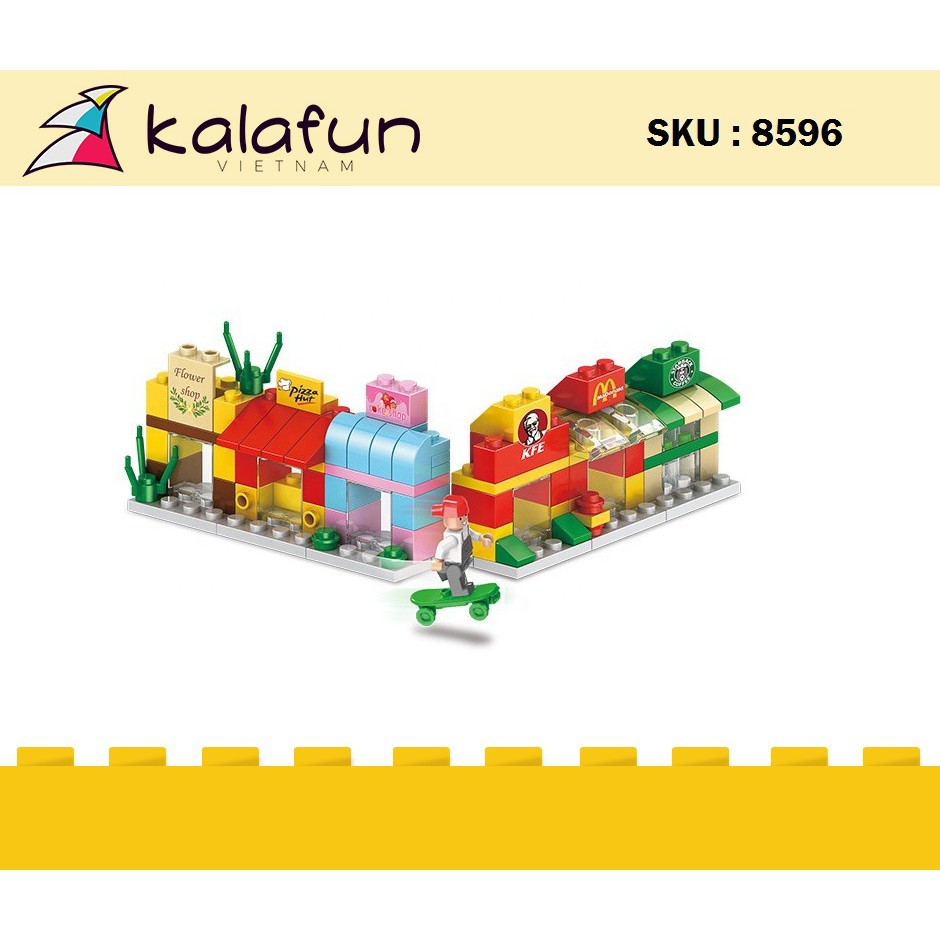 Đồ chơi lắp ráp lego trẻ em con phố nhỏ Mini Street 6in1 Lele Brother 8596