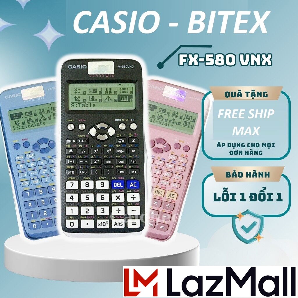 LazMall - Vietnam BITEX Casio FX-580VN X Chính Hãng Thái Lan, Độc Quyền Tại Việt Nam Máy Tính Casio FX 580vnx Có Đầy Đủ 521 Phép Tính Có Hỗ Trợ Tiếng Việt, Màn Hình LCD Có Độ Phân Giải Cao Được Phép Mang Vào Phòng Thi,Có Team + Phiếu BH 7 Năm