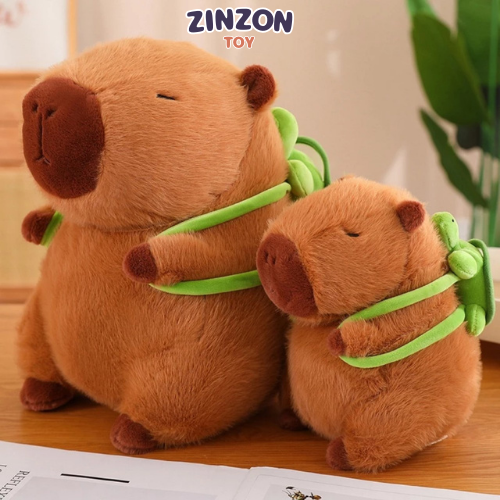 Gấu bông Capybara kèm balo rùa nhồi bông êm mịn dễ thương