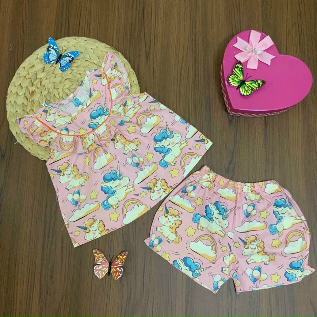 Đồ bộ bé gái hình pony / vải kate lụa / quần áo bé gái / hàng việt nam