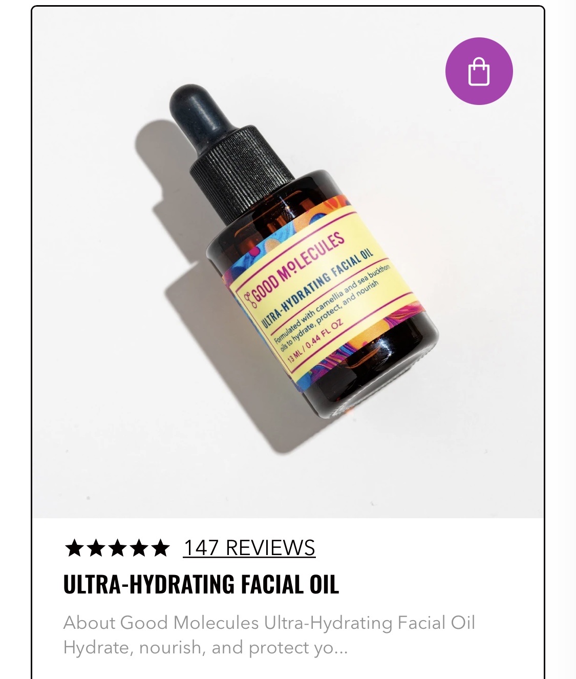 Tinh dầu dưỡng ẩm chống oxy hóa Good Molecules ULTRA-HYDRATING FACIAL OIL