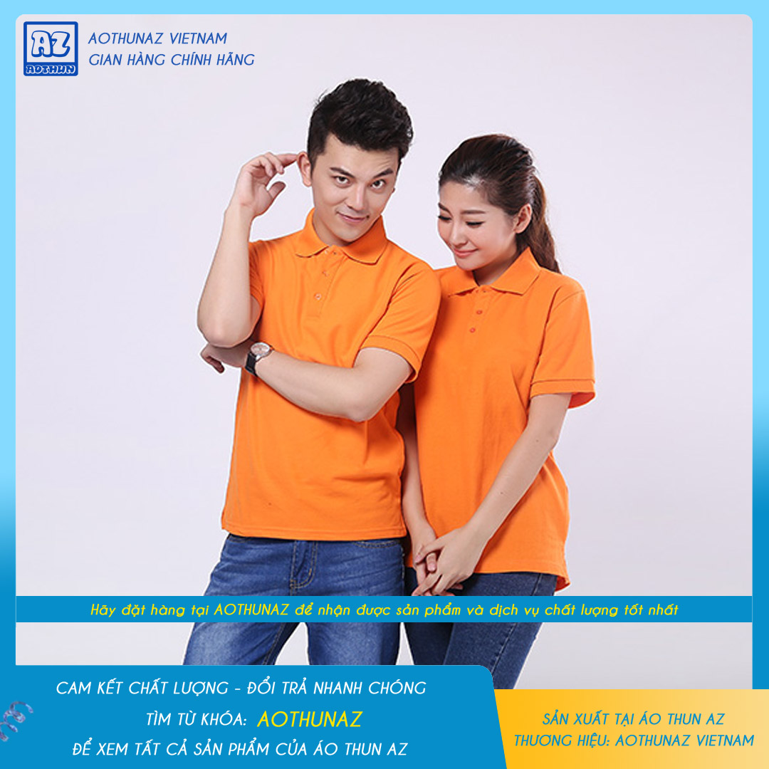 AOTHUNAZ - Áo thun nam nữ màu cam cổ trụ polo thời trang trẻ trung - Vải cá sấu cao cấp VNXK