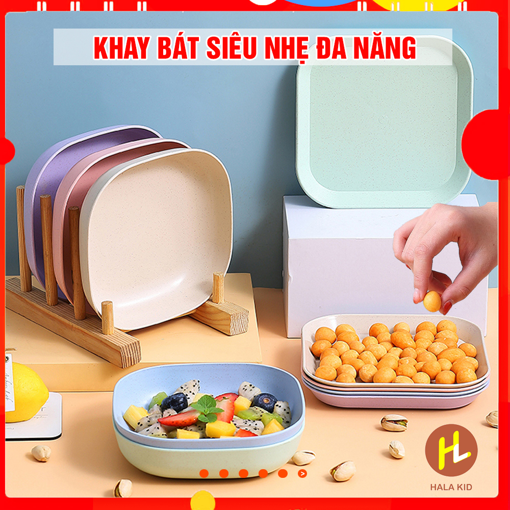 Khay bát siêu nhẹ, dày dặn đựng đồ ăn đa ngăn- Hala Kid