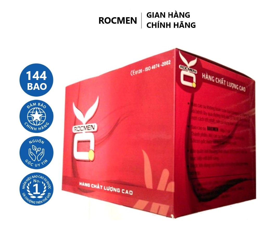 Freeship Bộ 1 hộp lớn bao cao su ROCMEN không mùi 144 chiếc