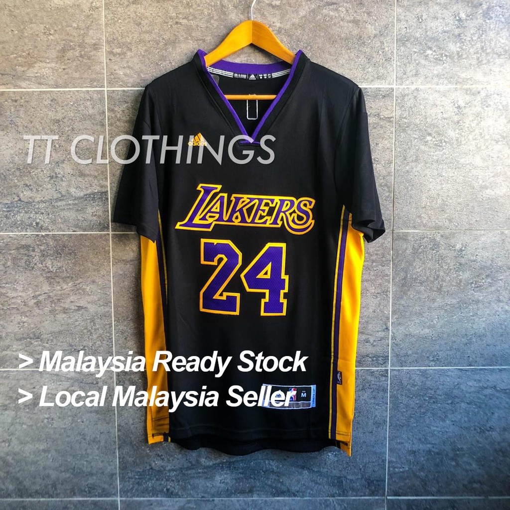 Hot Kobe Bryant 24 Lakers Black Retro Sleeve NBA Basketball Jersey Singlet Baju Clothes