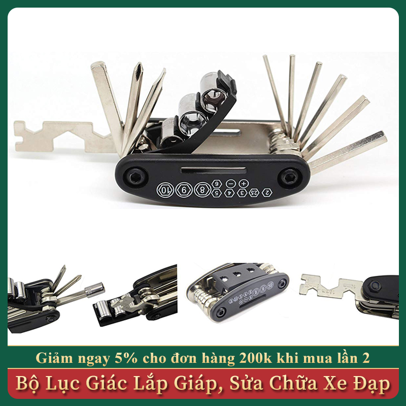 Dụng Cụ Sửa Chữa Cầm Tay Đa Năng Tua Vít 15-in-1 Hex Screw, Bộ Lục Giác Lắp Giáp, Sửa Chữa Xe Đạp Đa Năng